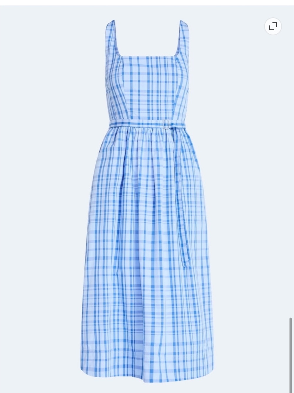 Free Assembly Sleeveless Blue Plaid Midi Dress with Waist Tie NWT sold our - Picture 3 of 15